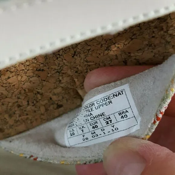 Skechers Womens 10 Sandals T-Strap Beige Striped Strappy Cork Footbed Comfort - Picture 10 of 10